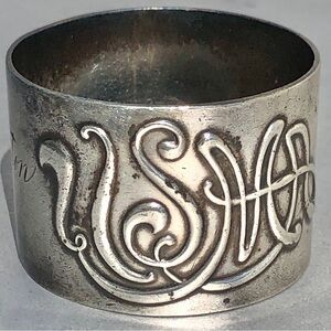 USMA United States Marine Academy Vintage Sterling Silver Monogramed Napkin Ring